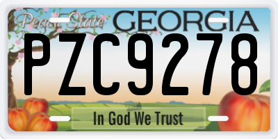 GA license plate PZC9278