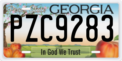 GA license plate PZC9283