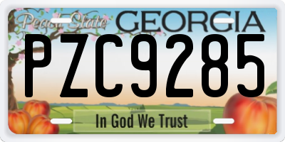 GA license plate PZC9285