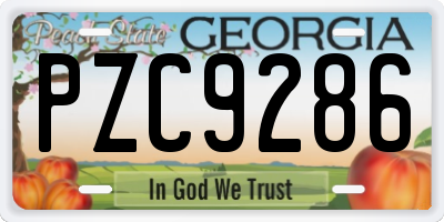 GA license plate PZC9286