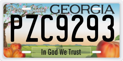 GA license plate PZC9293