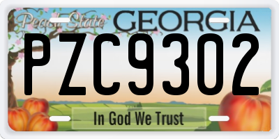 GA license plate PZC9302