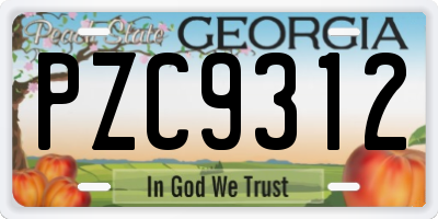 GA license plate PZC9312