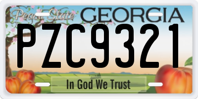 GA license plate PZC9321
