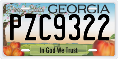 GA license plate PZC9322