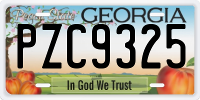 GA license plate PZC9325