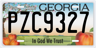 GA license plate PZC9327