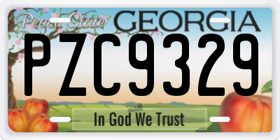 GA license plate PZC9329