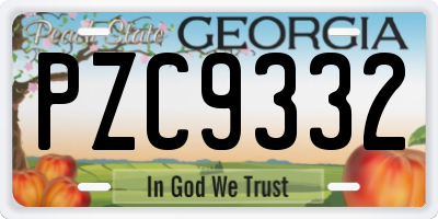 GA license plate PZC9332