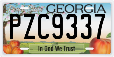 GA license plate PZC9337