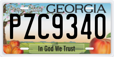 GA license plate PZC9340