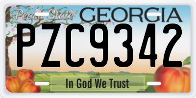 GA license plate PZC9342