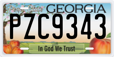 GA license plate PZC9343