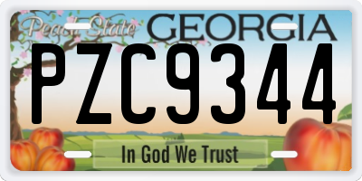 GA license plate PZC9344