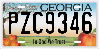 GA license plate PZC9346