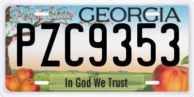 GA license plate PZC9353