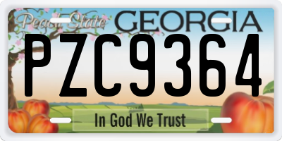 GA license plate PZC9364