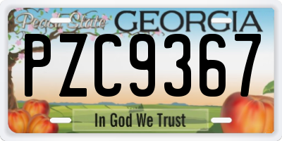 GA license plate PZC9367