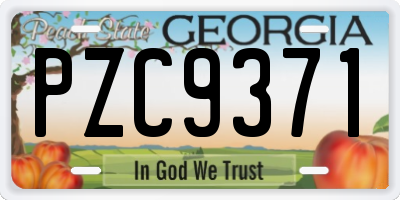 GA license plate PZC9371