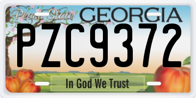 GA license plate PZC9372