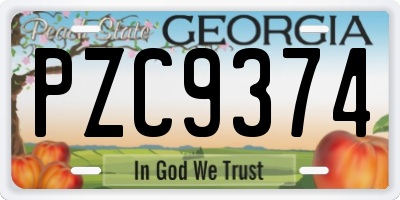 GA license plate PZC9374