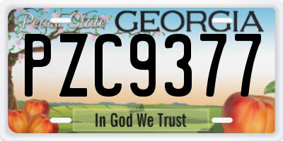 GA license plate PZC9377