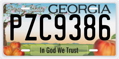 GA license plate PZC9386