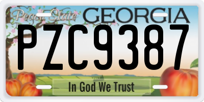 GA license plate PZC9387