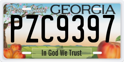GA license plate PZC9397