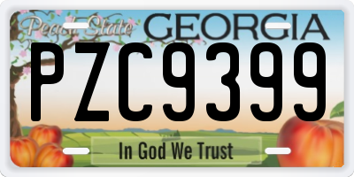 GA license plate PZC9399