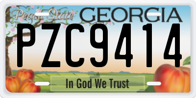 GA license plate PZC9414