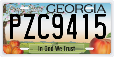 GA license plate PZC9415
