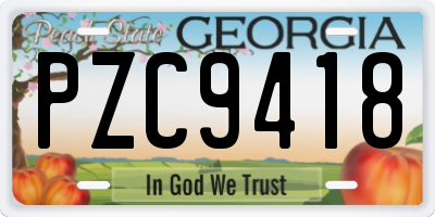 GA license plate PZC9418