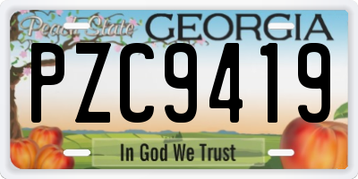 GA license plate PZC9419