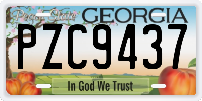 GA license plate PZC9437