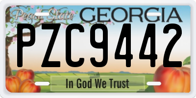 GA license plate PZC9442