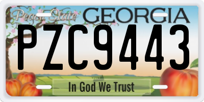 GA license plate PZC9443