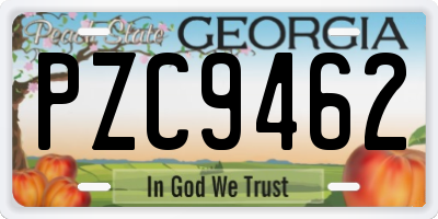 GA license plate PZC9462