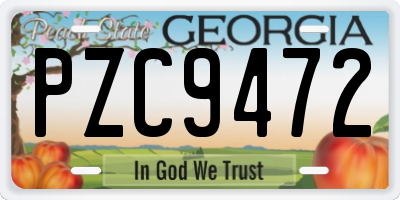 GA license plate PZC9472