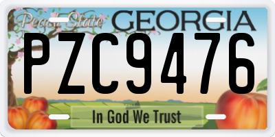 GA license plate PZC9476