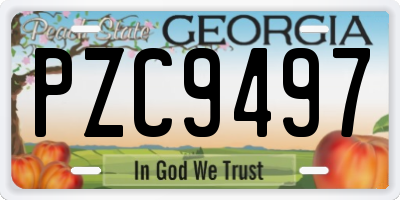 GA license plate PZC9497