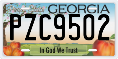 GA license plate PZC9502