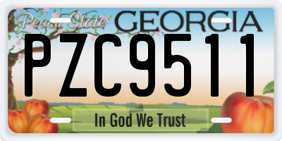 GA license plate PZC9511