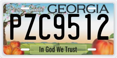 GA license plate PZC9512