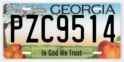 GA license plate PZC9514