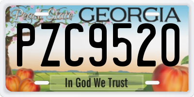 GA license plate PZC9520