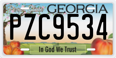 GA license plate PZC9534