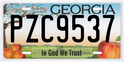 GA license plate PZC9537