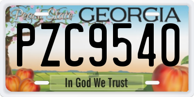 GA license plate PZC9540