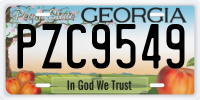 GA license plate PZC9549